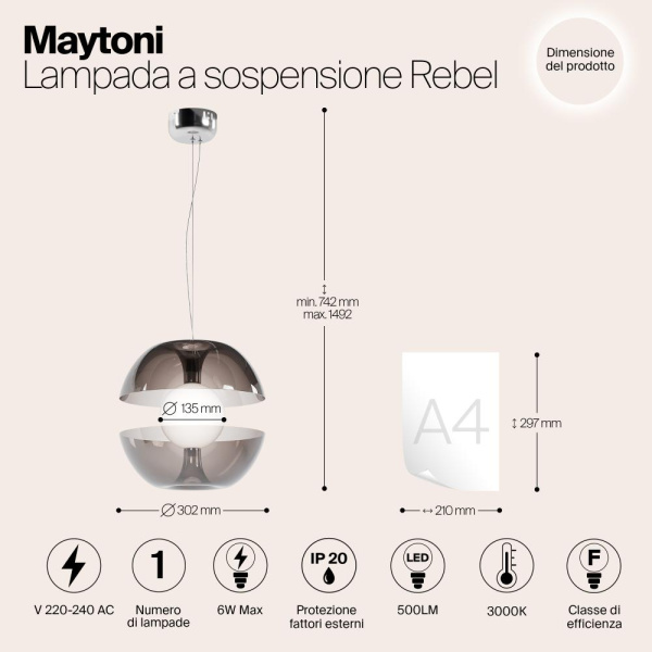 Подвесной светильник Maytoni MOD322PL-L6B3K