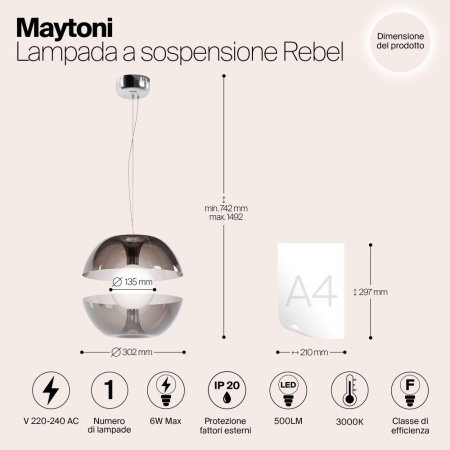 Подвесной светильник Maytoni MOD322PL-L6B3K