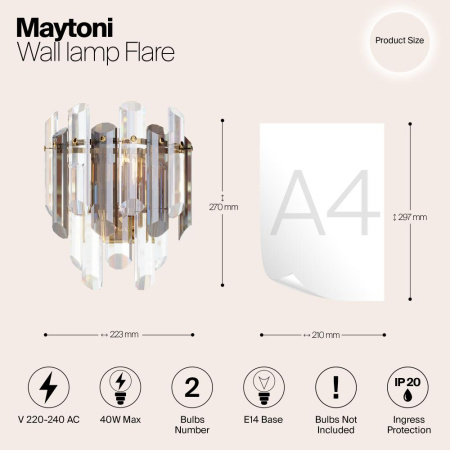 Настенный светильник (бра) Maytoni DIA200WL-02G