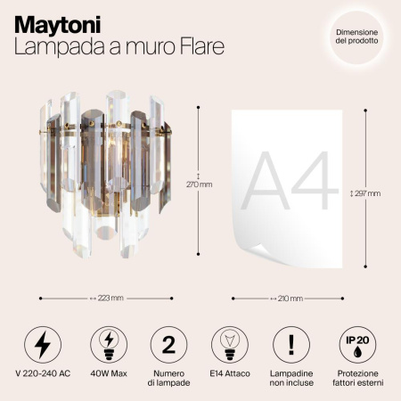 Настенный светильник (бра) Maytoni DIA200WL-02G
