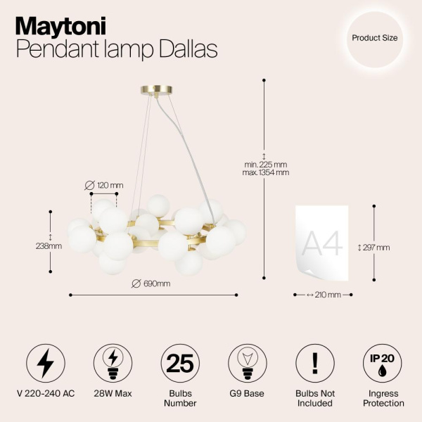 Подвесной светильник Maytoni MOD545PL-25BS