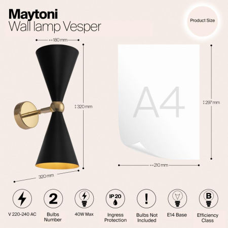 Настенный светильник (бра) Maytoni MOD108WL-02GB