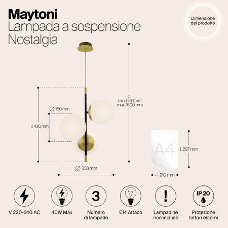 Подвесной светильник Maytoni MOD048PL-03G