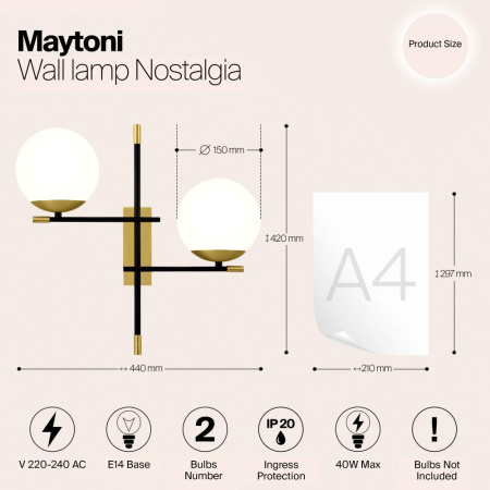 Настенный светильник (бра) Maytoni MOD048WL-02G