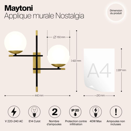 Настенный светильник (бра) Maytoni MOD048WL-02G