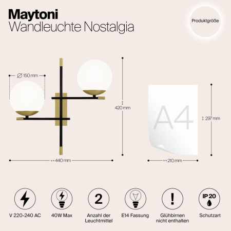 Настенный светильник (бра) Maytoni MOD050WL-02G