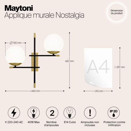 Настенный светильник (бра) Maytoni MOD050WL-02G