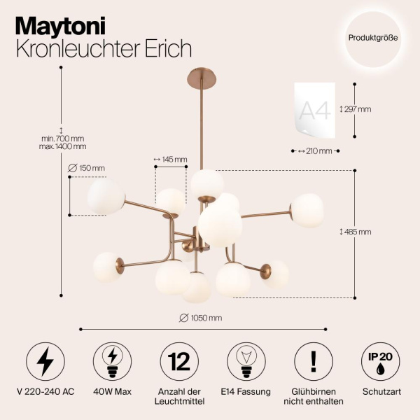 Люстра Maytoni MOD221-PL-12-G