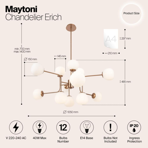Люстра Maytoni MOD221-PL-12-G