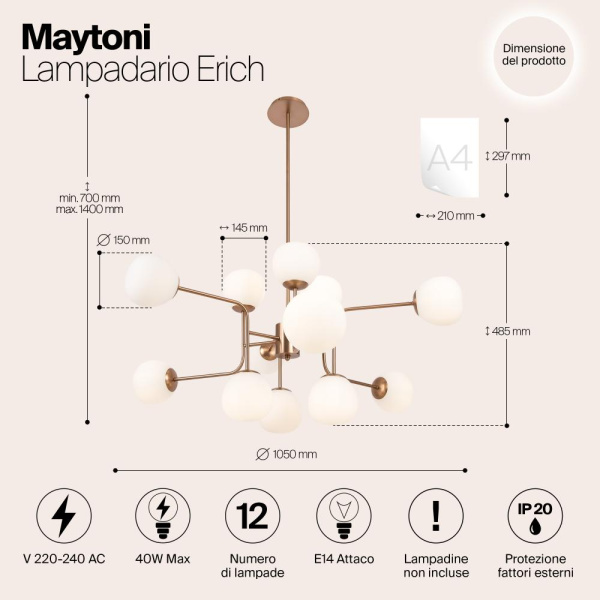 Люстра Maytoni MOD221-PL-12-G
