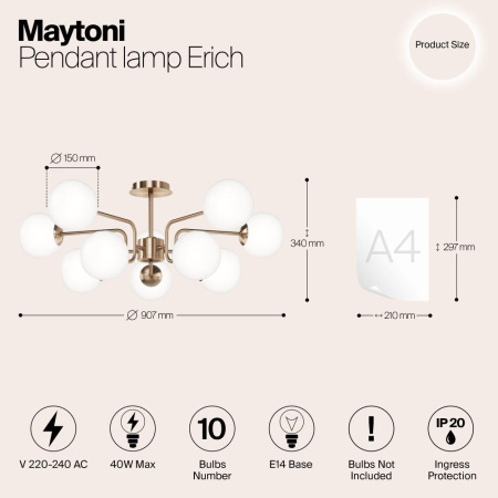 Подвесной светильник Maytoni MOD221PL-10G