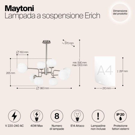 Подвесной светильник Maytoni MOD221-PL-08-N