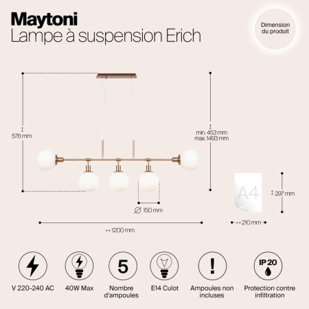 Подвесной светильник Maytoni MOD221-PL-05-G