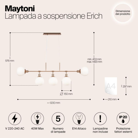 Подвесной светильник Maytoni MOD221-PL-05-G