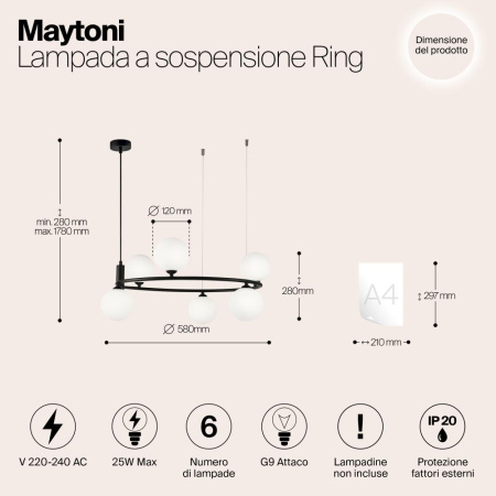 Подвесной светильник Maytoni MOD013PL-06B