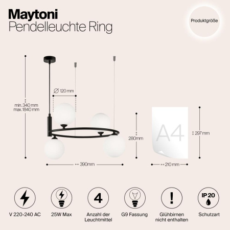 Подвесной светильник Maytoni MOD013PL-04B