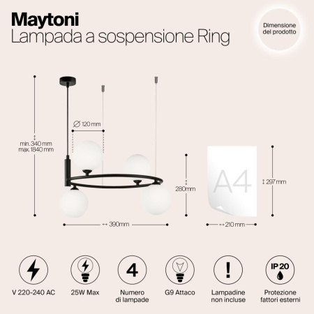 Подвесной светильник Maytoni MOD013PL-04B