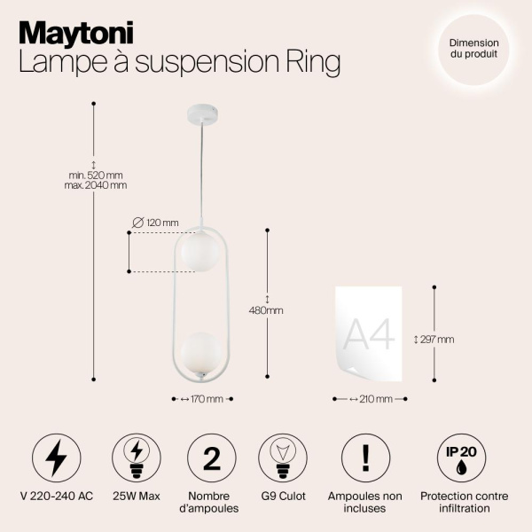 Подвесной светильник Maytoni MOD013PL-02W