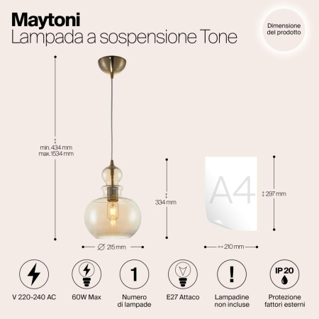 Подвесной светильник Maytoni P003PL-01BZ