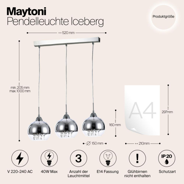 Подвесной светильник Maytoni P012-PL-03-N