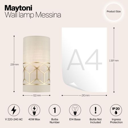 Настенный светильник (бра) Maytoni H223-WL-01-G