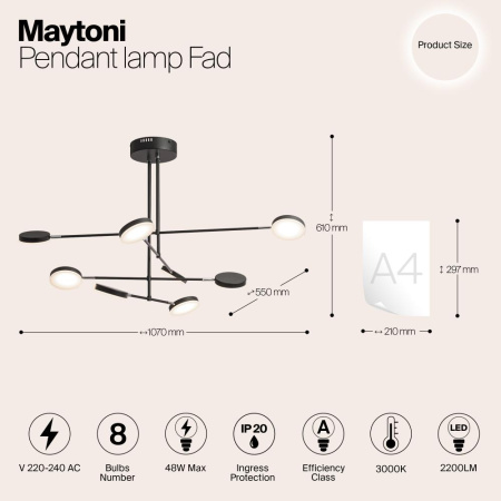 Подвесной светильник Maytoni MOD070PL-L48B3K
