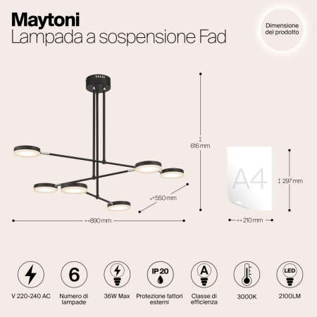 Подвесной светильник Maytoni MOD070PL-L38B3K