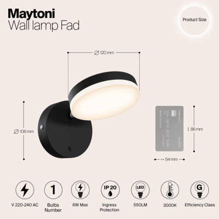 Настенный светильник (бра) Maytoni MOD070WL-L8B3K