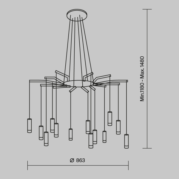 Подвесной светильник Maytoni MOD035PL-12B