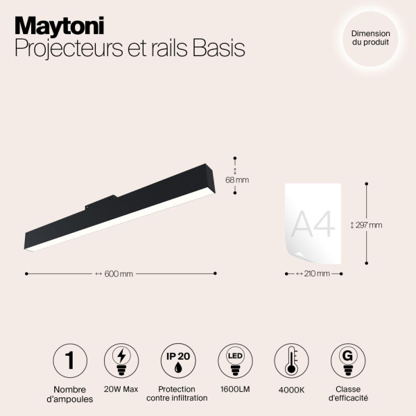 Трековый светильник Technical TR012-2-20W4K-B