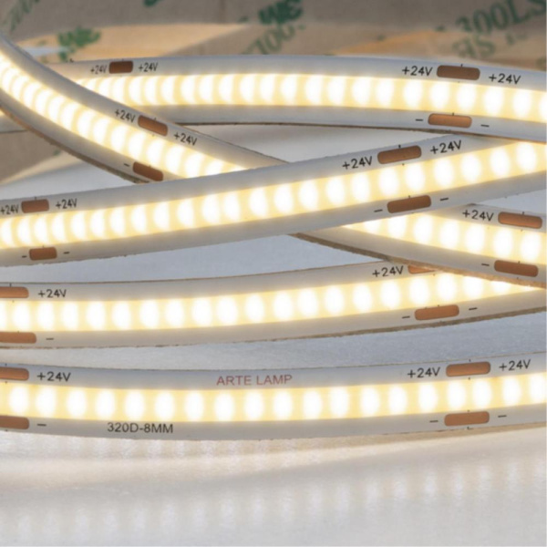 A2432008-02-4K Светодиодная лента 24В 10Вт/м 850Лм/м 4000К 90+ 8мм COB 320шт/м 5м IP20