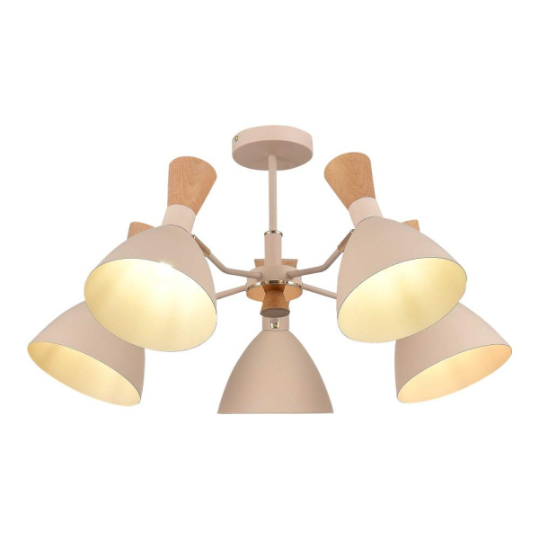 SLE1256-502-05 Светильник потолочный Бежевый/Бежевый, Светлое дерево, Золотистый E14 5*40W VISTA