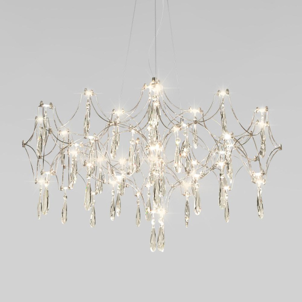 Подвесной светодиодный светильник с хрусталем и регулировкой цветовой температуры 443/1 хром