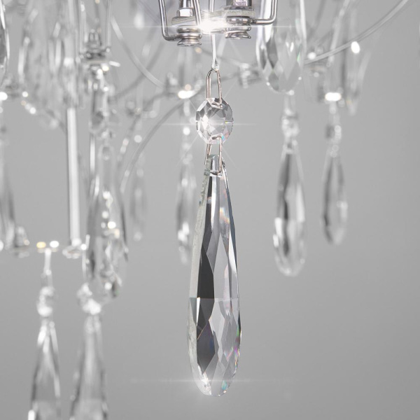 Подвесной светодиодный светильник с хрусталем и регулировкой цветовой температуры 443/1 хром