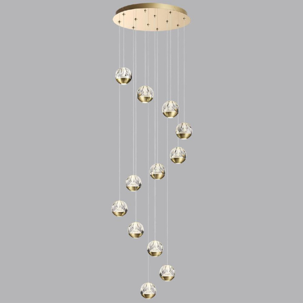 5101/60L L-VISION ODL25 под латунь/прозрачный/акрил Люстра каскадная LED 60W (12*5W) 4000K 2800Лм SONO