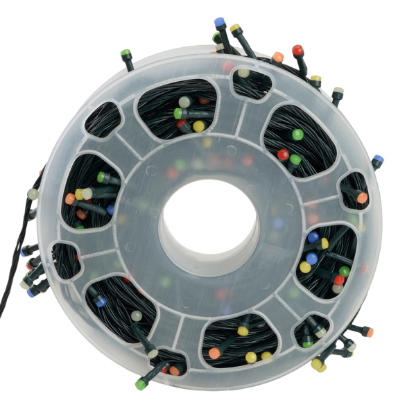 Светодиодная гирлянда на бобине Feron CL98 линейная 50м + 3м 230V мультиколор, c питанием от сети, зеленый шнур