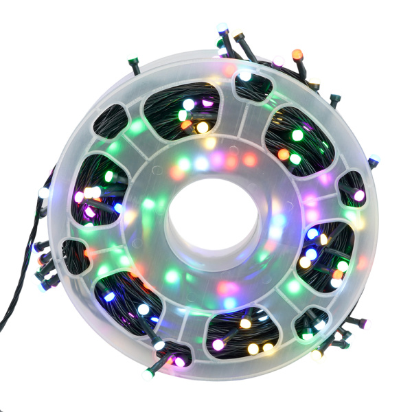 Светодиодная гирлянда на бобине Feron CL98 линейная 50м + 3м 230V мультиколор, c питанием от сети, зеленый шнур