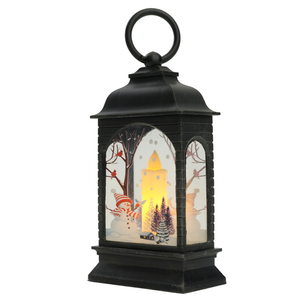 Световая фигура Свеча "Снеговик" 1LED (батарейки в компл), 12,5см, черный, LT128