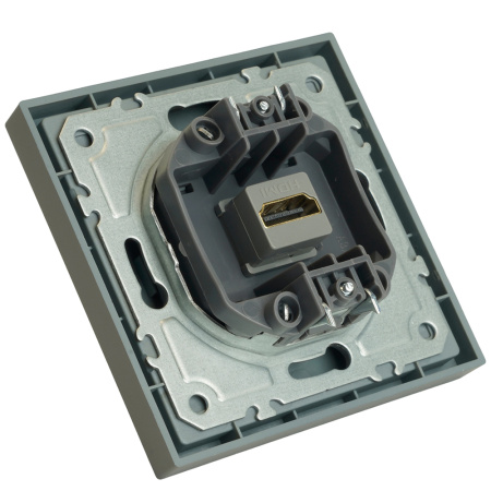 Розетка HDMI 2.0 Type A (механизм), серия Эмили, STEKKER, RST00-5118-10, платиново-серый, soft touch