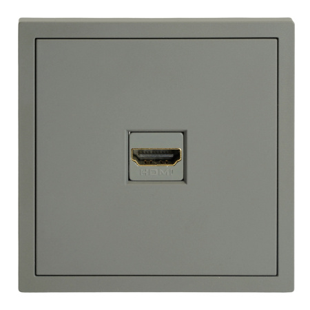 Розетка HDMI 2.0 Type A (механизм), серия Эмили, STEKKER, RST00-5118-10, платиново-серый, soft touch