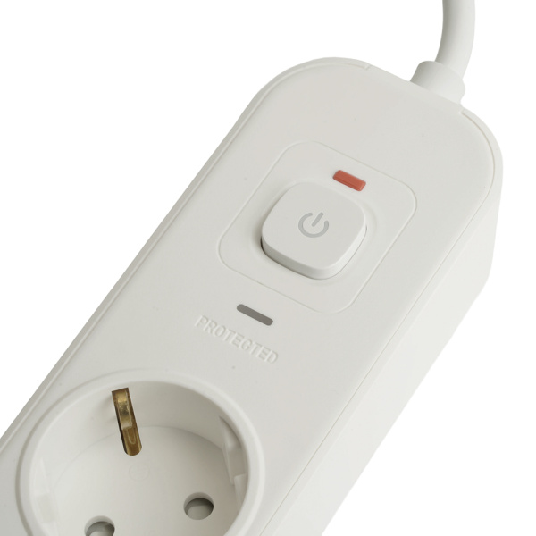 Сетевой фильтр 3-местный с/з STEKKER 3x1мм2, 1,8 м, 250В, 16А, 2 USB-A+2 Type-C, серия Nova, белый