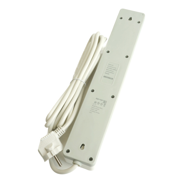 Сетевой фильтр 5-местный с/з STEKKER HM20-51-03 3x1мм2, 3 м, серия Optima, белый