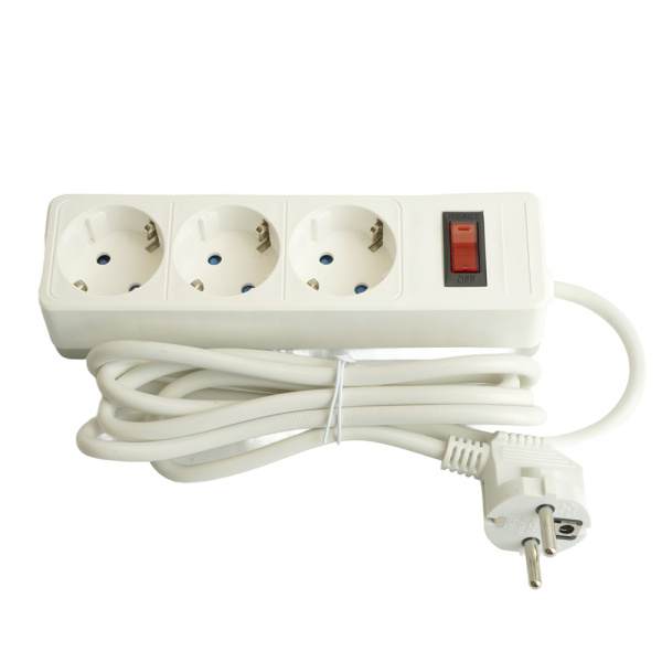 Сетевой фильтр 3-местный с/з STEKKER HM20-31-03 3x1мм2, 3 м, 250В, 16А, серия Optima, белый