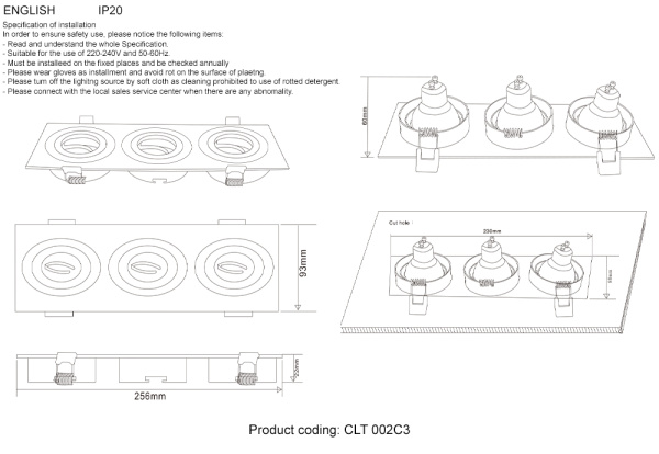 Светильник встраиваемый Crystal Lux CLT 002C3 WH