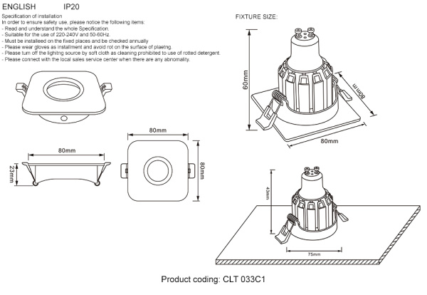 Светильник встраиваемый Crystal Lux CLT 033C1 WH