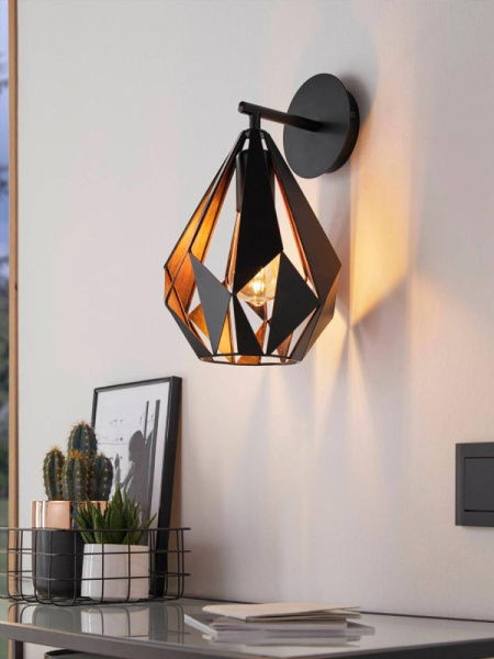 49992 Бра CARLTON 1, 1х60W(E27), L205, H330, A220, сталь, черный, медный