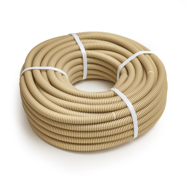 Труба гофрированная ПП лёгкая 350 Н негорючая (НГ) стойкая к ультрафиолету сосна с/з d16 мм (25м/4500м уп/пал) Промрукав