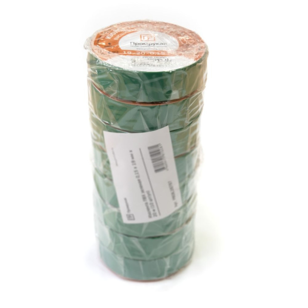 Изолента ПВХ зеленая 0,15 x 19 мм х 20 м Промрукав
