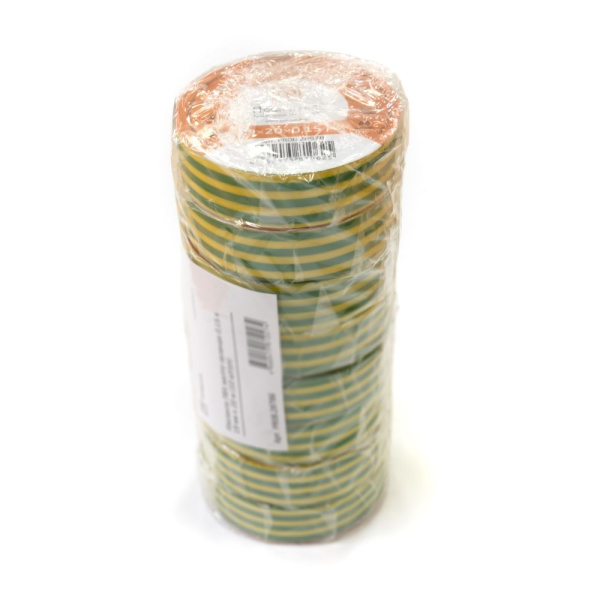 Изолента ПВХ желто-зеленая 0,15 x 19 мм х 20 м (8 шт/уп) Промрукав