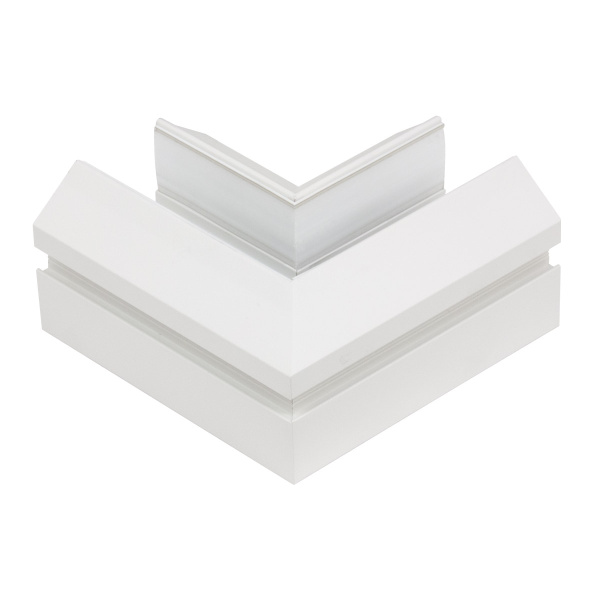 Угловой соединитель горизонтальный для Трекового шинопровода + Закладного профиля белый для натяжного потолка ПВХ 48V, MAGNET AM538 WH